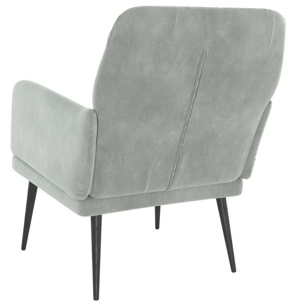 VidaXL világosszürke bársonyfotel 62 x 79 x 79 cm
