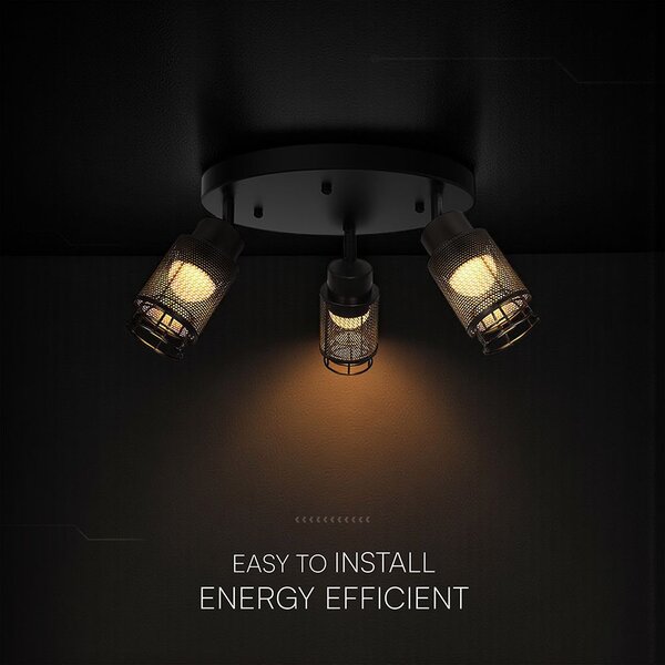 V-TAC mennyezeti dekoratív kerek 3x6W LED lámpatest, meleg fehér, fekete - SKU 24119