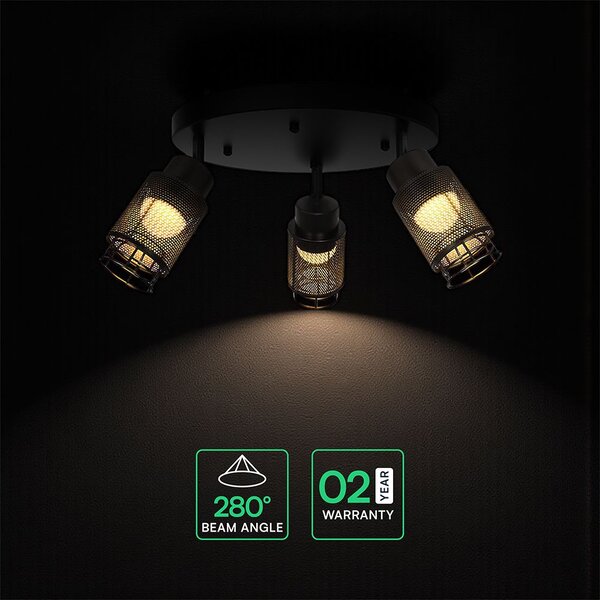 V-TAC mennyezeti dekoratív kerek 3x6W LED lámpatest, meleg fehér, fekete - SKU 24119
