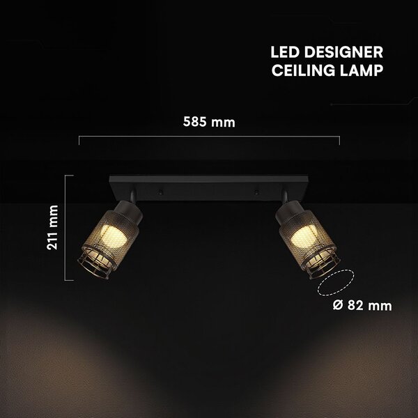 V-TAC mennyezeti dekoratív lineáris 2x6W LED lámpatest, meleg fehér, fekete - SKU 24120