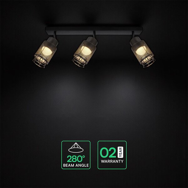 V-TAC mennyezeti dekoratív lineáris 3x6W LED lámpatest, meleg fehér, fekete - SKU 24121