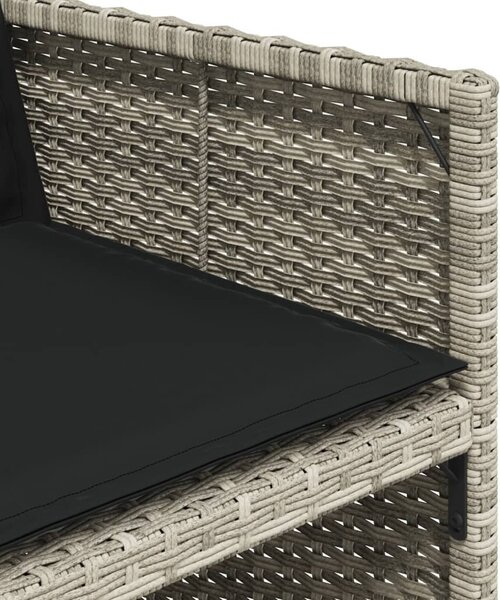 5részes világosszürke polyrattan kerti étkezőgarnitúra párnával
