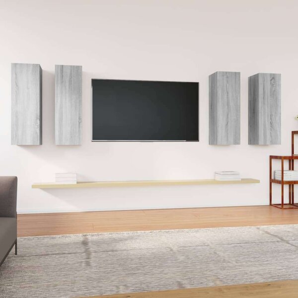VidaXL 4 db szürke sonoma színű szerelt fa TV-szekrény 30,5x30x90 cm