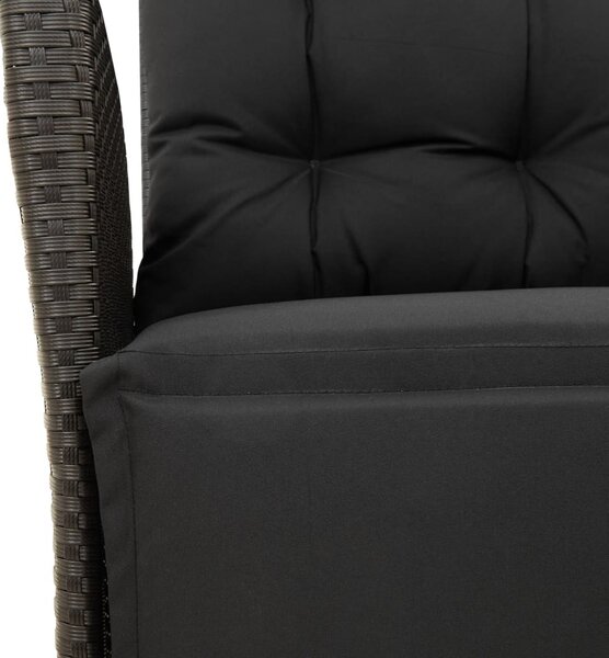 9 részes fekete polyrattan kerti étkezőgarnitúra párnákkal