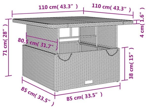 2 részes fekete polyrattan kerti étkezőgarnitúra párnával