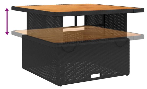 5 részes fekete polyrattan kerti étkezőgarnitúra párnákkal