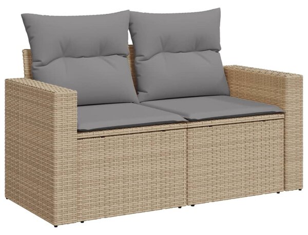 9 részes vegyes bézs polyrattan kerti ülőgarnitúra párnákkal