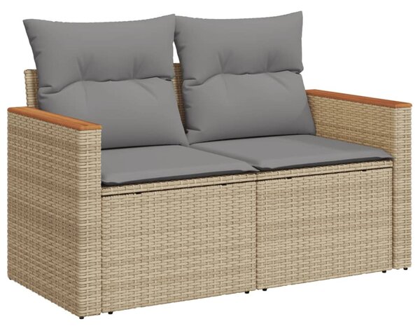 11részes vegyes bézs polyrattan kerti ülőgarnitúra párnákkal