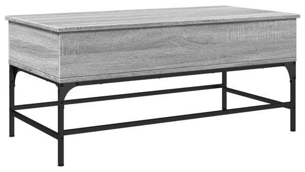 Szürke sonoma szerelt fa és fém dohányzóasztal 100 x 50 x 45 cm