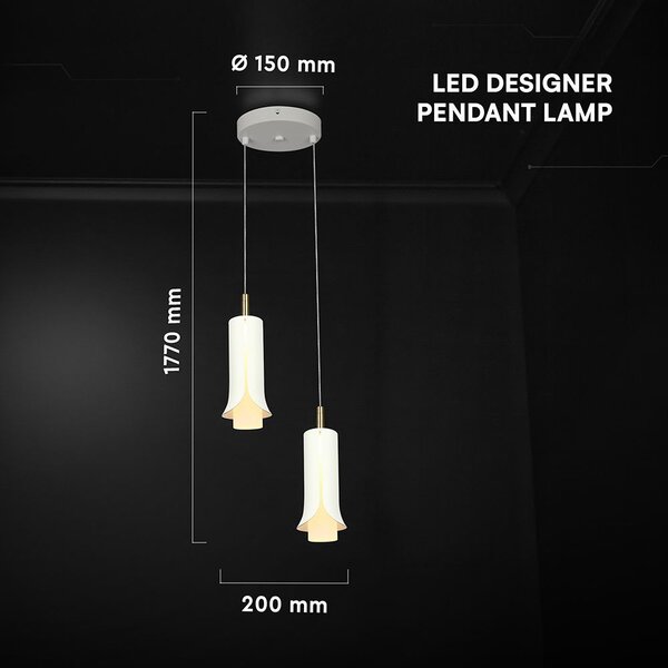 V-TAC mennyezeti dekoratív kerek 2x5W LED lámpatest, meleg fehér, homokfehér - SKU 24135