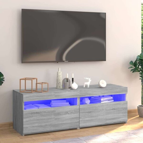 Sonoma Szürke LED-es TV Szekrény - 120x35x40 cm