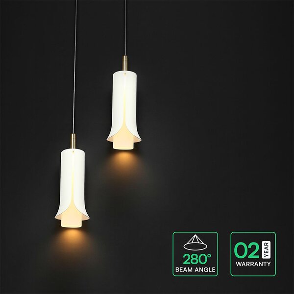 V-TAC mennyezeti dekoratív kerek 2x5W LED lámpatest, meleg fehér, homokfehér - SKU 24135