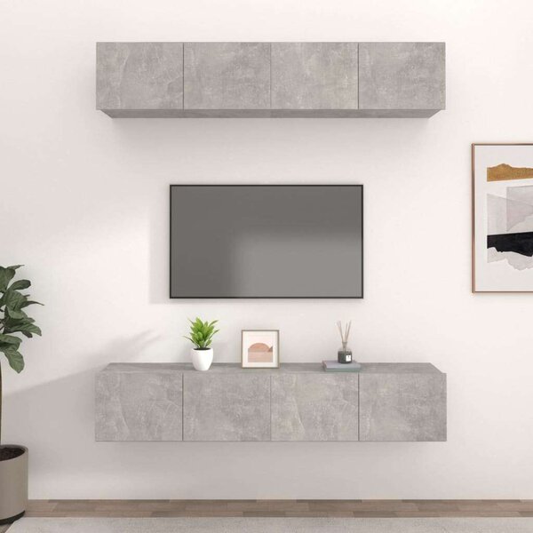 Vidaxl - Falra Szerelhető TV Szekrény Szett - Betonszürke - 4 db