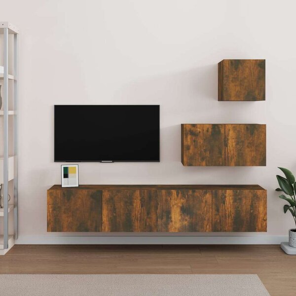 VidaXL Falra Szerelhető TV Szekrény Szett - Füstös Tölgy - 4 Rész