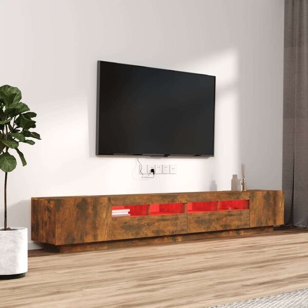 VidaXL 3 részes füstös tölgyszínű fa TV-szekrény szett LED-lámpákkal