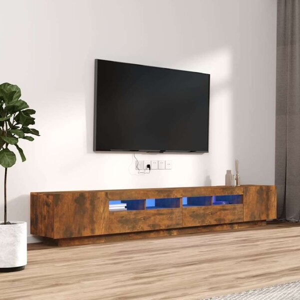VidaXL 3 részes füstös tölgyszínű fa TV-szekrény szett LED-lámpákkal