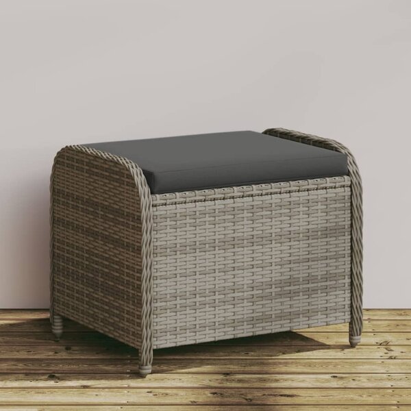 Szürke polyrattan kerti szék párnával 58 x 46 x 46 cm