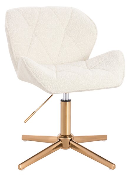 HR111CROSS Krémszínű modern boucle szék arany lábbal