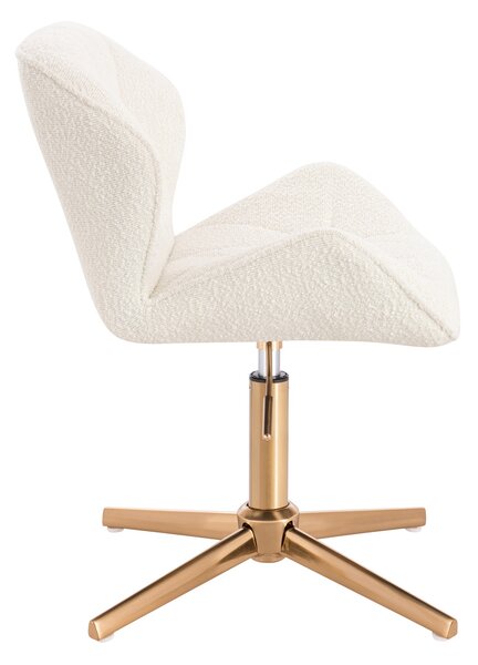 HR111CROSS Krémszínű modern boucle szék arany lábbal