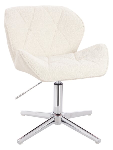 HR111CROSS Krémszínű modern boucle szék krómozott lábbal