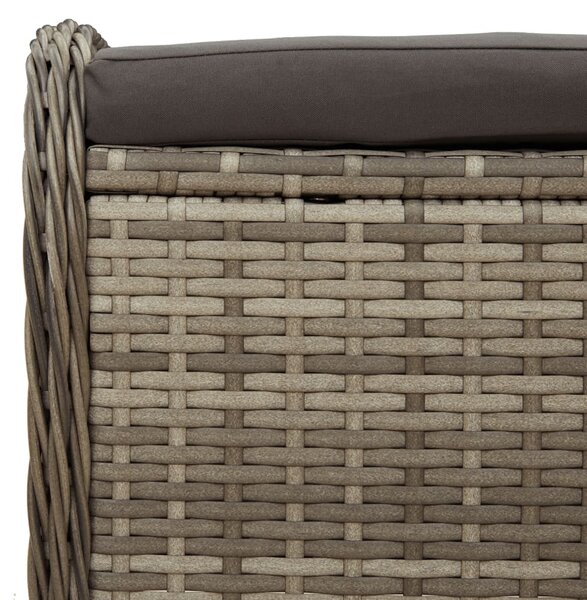 Szürke polyrattan kerti szék párnával 58 x 46 x 46 cm