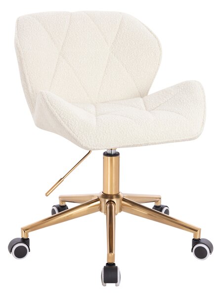 HR111K Krémszínű modern boucle szék arany lábbal