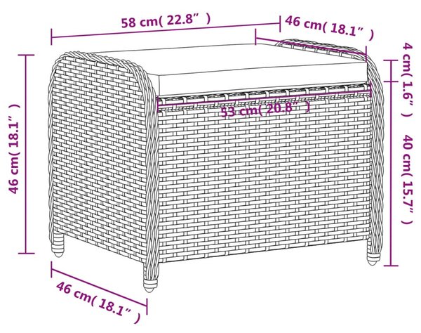Szürke polyrattan kerti szék párnával 58 x 46 x 46 cm