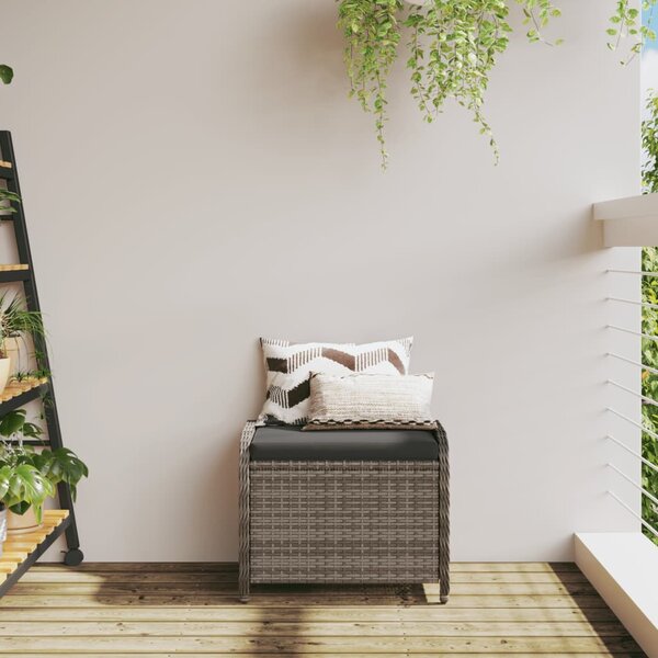 Szürke polyrattan kerti szék párnával 58 x 46 x 46 cm