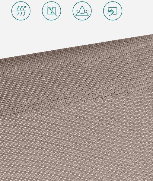 SONGMICS Összecsukható napozóágy napellenzővel és fejtámlával, 4 pozícióban állítható háttámlával, max. 150 kg, 200x71x38 cm, taupe színben