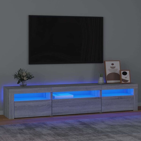 VidaXL szürke sonoma színű TV-szekrény LED-lámpákkal 195x35x40 cm