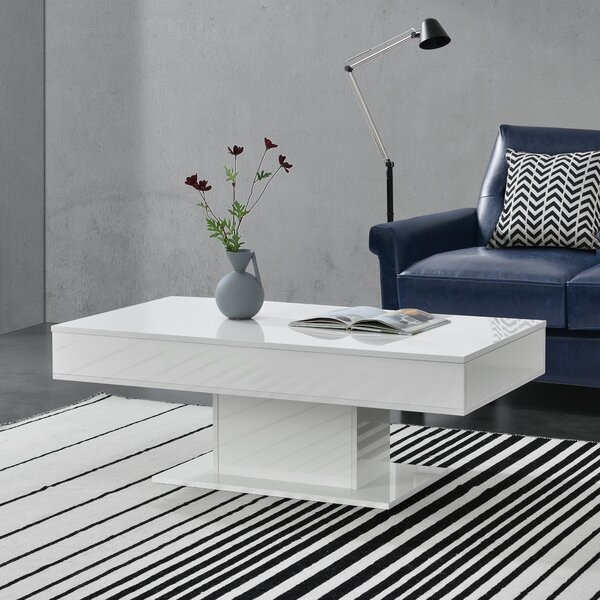 En.casa Dohányzóasztal Lünen 40 x 110 x 60 cm forgácslap több színben Fehér, magasfényű