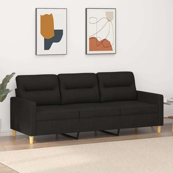 VidaXL 3 személyes fekete szövetkanapé 180 cm