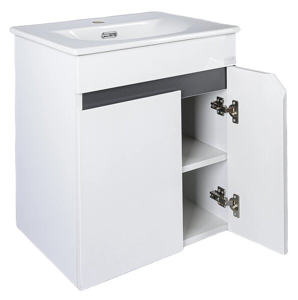 TMP VISION 50 fali függesztett fürdőszobai bútor - SKY 3 E-8099-50 porcelán mosdóval - 51 x 40 cm