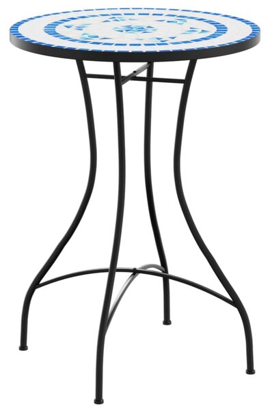 Kék és fehér kerámia mozaikmintás bisztróasztal Ø50 x 70 cm