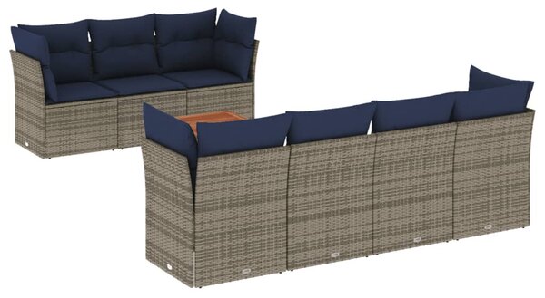 8 részes szürke polyrattan kerti ülőgarnitúra párnával