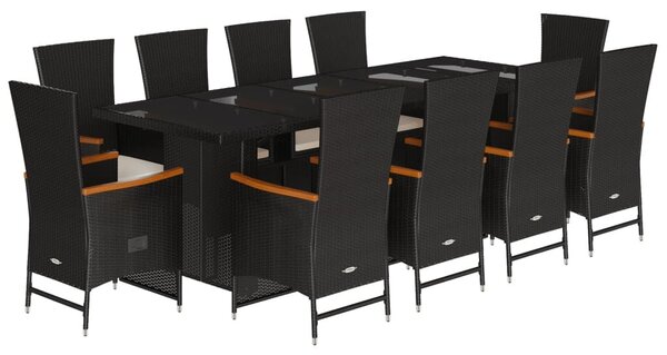 VidaXL - 11 Fős Kerti Étkezőgarnitúra - Polyrattan - Fekete