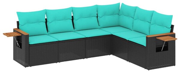 6 részes fekete polyrattan kerti ülőgarnitúra párnával