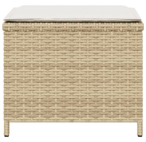 4 db bézs polyrattan kerti szék párnával 40x40x35 cm