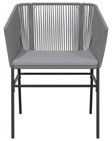 2 db szürke polyrattan kerti szék párnákkal