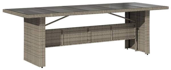 Szürke polyrattan üveglapos kerti asztal 240 x 90 x 75 cm