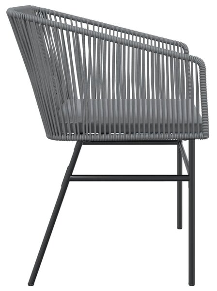 2 db szürke polyrattan kerti szék párnákkal