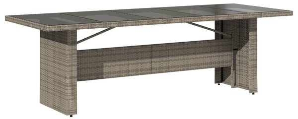 Szürke polyrattan üveglapos kerti asztal 240 x 90 x 75 cm