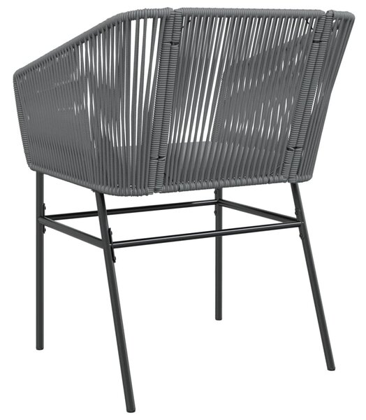 2 db szürke polyrattan kerti szék párnákkal