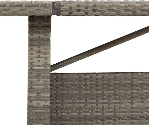 Szürke polyrattan üveglapos kerti asztal 240 x 90 x 75 cm