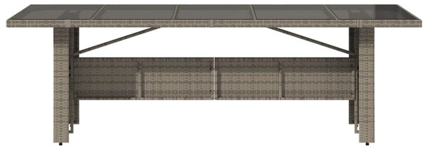 Szürke polyrattan üveglapos kerti asztal 240 x 90 x 75 cm