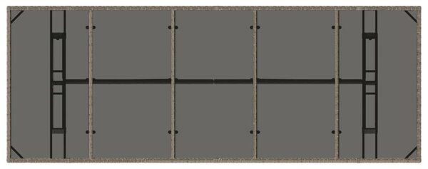 Szürke polyrattan üveglapos kerti asztal 240 x 90 x 75 cm