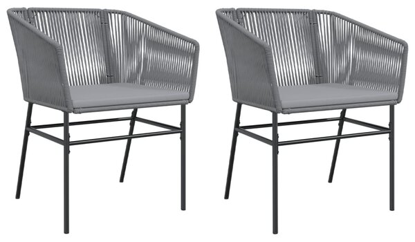 2 db szürke polyrattan kerti szék párnákkal