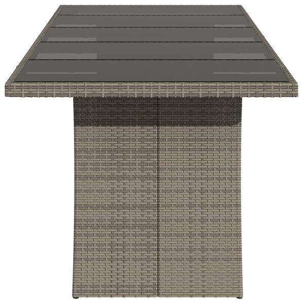 Szürke polyrattan üveglapos kerti asztal 240 x 90 x 75 cm