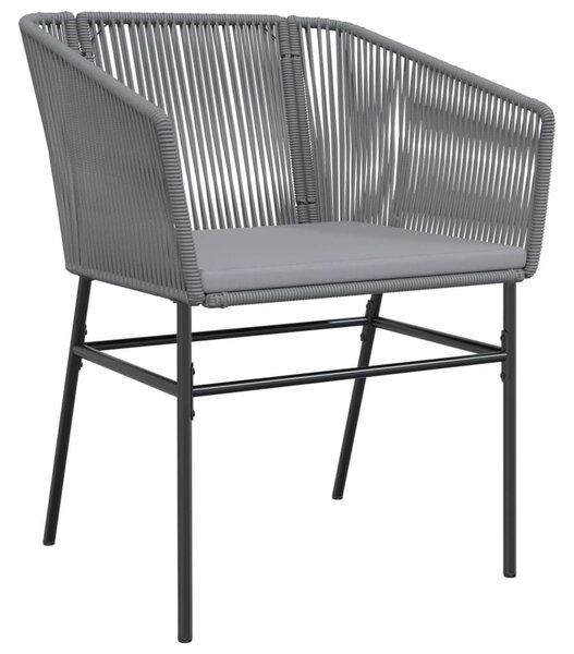 2 db szürke polyrattan kerti szék párnákkal
