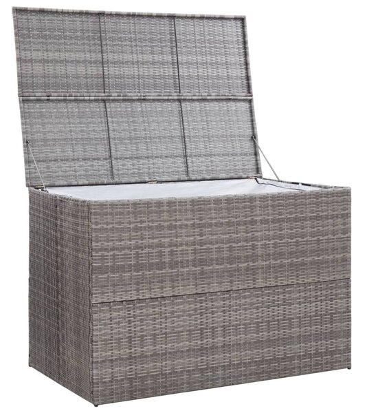 Szürke polyrattan kerti tárolóláda 150 x 100 x 100 cm